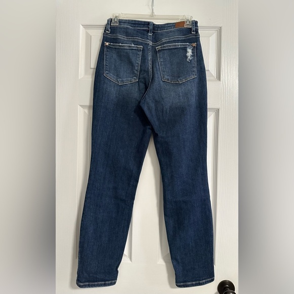 Judy Blue Dark Wash Distressed Boyfriend Jeans - Picture 3 of 9